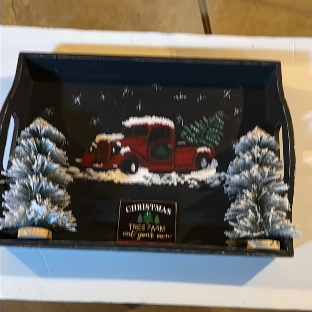 Festive Red Truck Holiday Tray